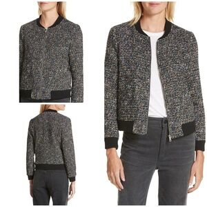 Rebecca Taylor Colorful Speckle Boulce Multi-Tweed Bomber Zip Jacket 6​​